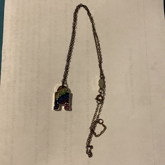 Star Wars Jewelry Women's Silver Plated R2-D2 with Rainbow Gem Pendant Necklace - Picture 3 of 6